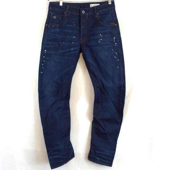 G-Star RAW Restored Dark Denim Jeans ARC 3-D Slim Paint Splattered Size 30x30